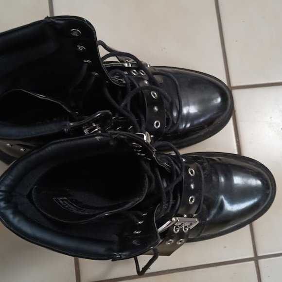 Vero Moda Black Combat Lace-Up Boots with Belt Detail - US 7 / UK 5 / EUR 38 - Picture 14 of 15